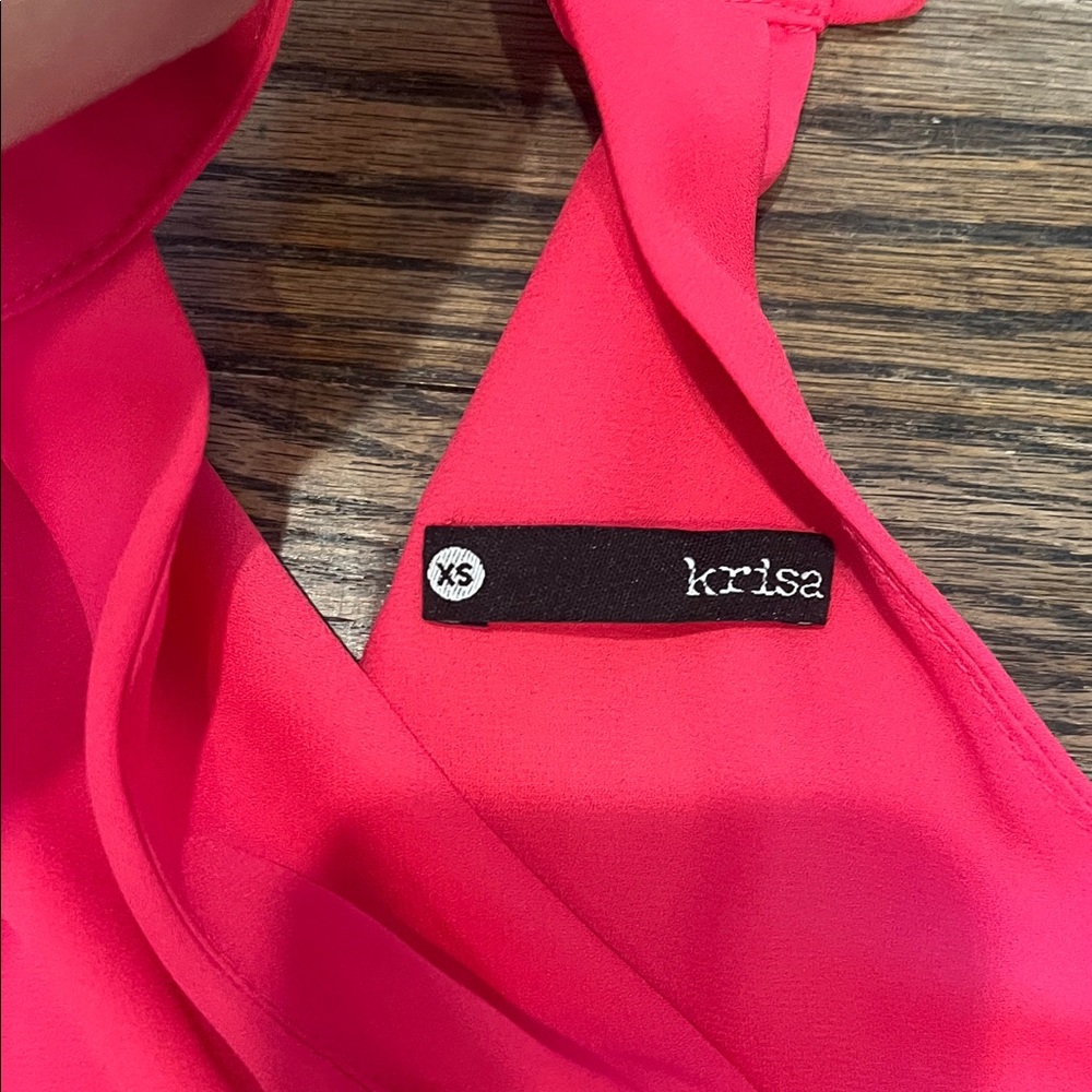krisa Asymmetrical Flare Halter Mini Dress Freesia Pink XS NWT $209 - Picture 6 of 7